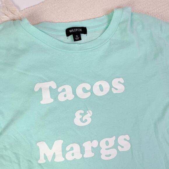 WILDFOX Keke Tacos & Margs Yucca Mint Green Graphic Tee Shirt size S NWT - Picture 3 of 7